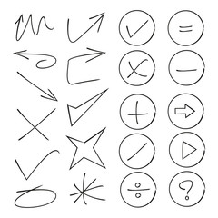 hand drawn math signs and arrows