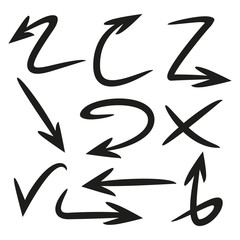 hand drawn and curved arrows set