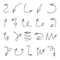 hand drawn and curved arrows set