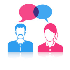 man and woman with speech bubble, chat dialog for communication concept