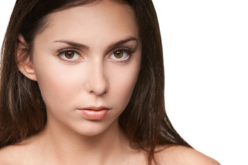 Fototapeta premium Wellness skincare scrub. Beauty spa face care. Cosmetic girl clear treatment