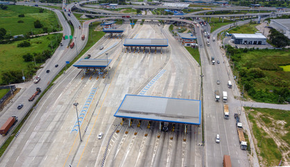 Aerial view of highway to industrial estate ,transportation and shipping concept