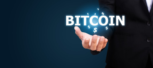 bitcoin in the hand of business. bitcoin concept