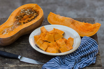 pumpkin - cookery chopped pumpkin. food background