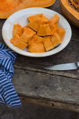 pumpkin - cookery chopped pumpkin. food background