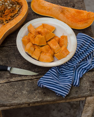 pumpkin - cookery chopped pumpkin. food background