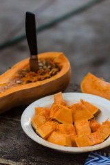 pumpkin - cookery chopped pumpkin. food background