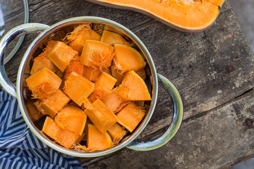 pumpkin - cookery chopped pumpkin. food background