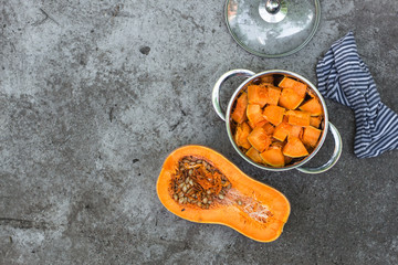 pumpkin - cookery chopped pumpkin. food background