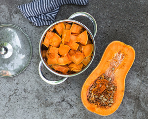pumpkin - cookery chopped pumpkin. food background