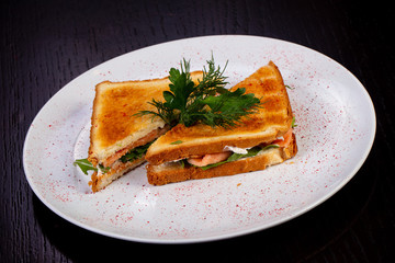 Delicious salmon sandwich