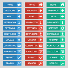 Collection of flat web buttons.