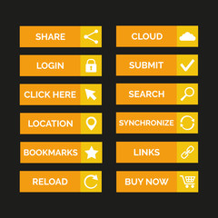 Obraz premium Collection of flat web buttons.