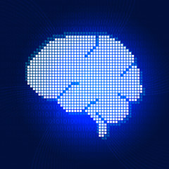 Human digital pixel brain concept