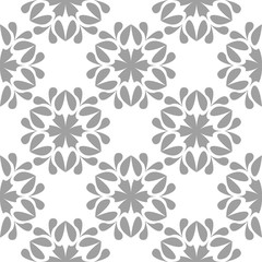 Gray floral seamless pattern on white background