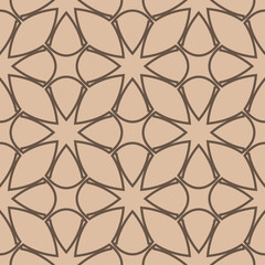 Beige and brown geometric ornament. Seamless pattern
