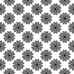 Black floral seamless pattern on white background