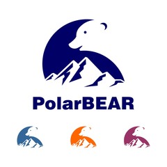 Unique Polar Bear Logo Template. Editeble. Mountain and Bear Design Logo Vector