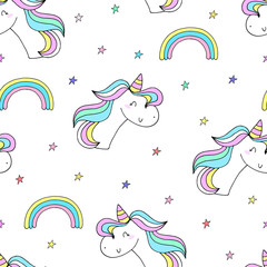 Obraz premium cute unicorn vector pattern