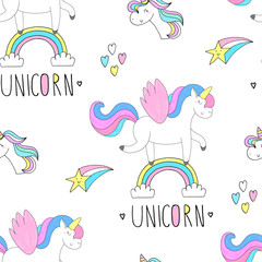 cute unicorn vector pattern