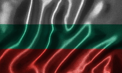 Obraz premium Wallpaper by Bulgaria flag and waving flag by fabric.
