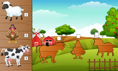 Set of matching farm animal game
