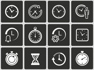 Clock time icons set