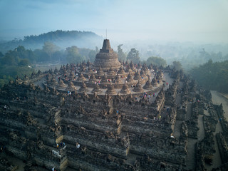 Borobudur Buddhist Temple Drone View