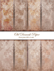 Vintage Damask pattern texture Vector. Royal fabric background. Luxury decors copper colors