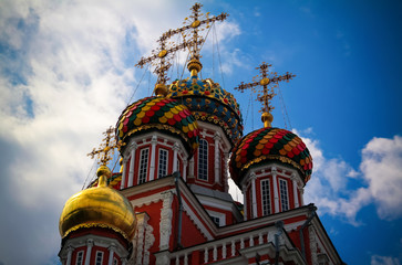 Fototapeta na wymiar Exterior view to Church of the Nativity of the Blessed Virgin mary, Nizhny Novgorod, Russia 
