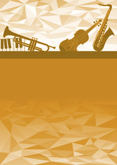 Layout template with Musical instruments and triangle background. EPS10 Vector