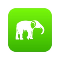 Elephant icon green vector isolated on white background