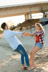 Happy couple smiling and having fun time