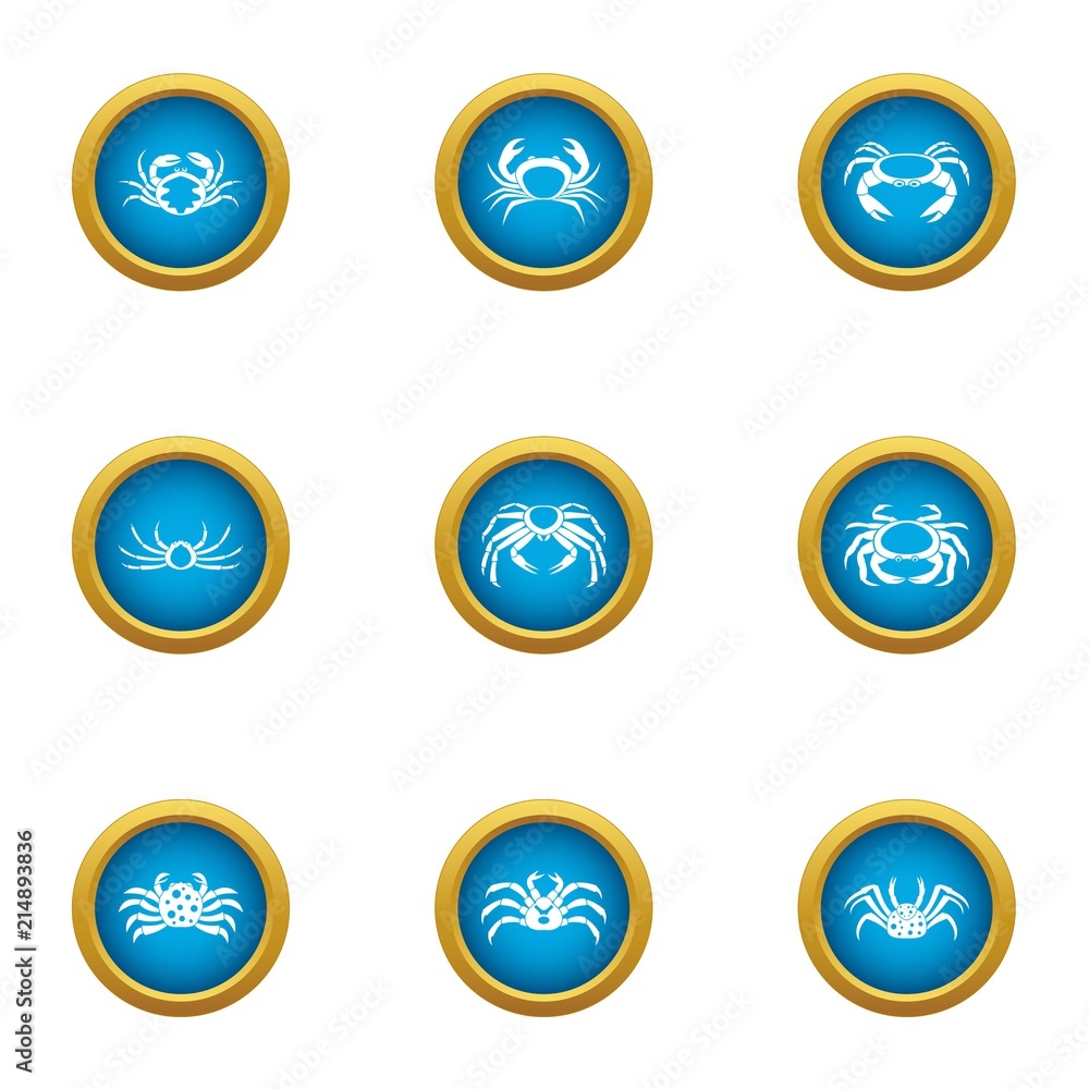 Aufkleber crawfish icons set. flat set of 9 crawfish vector icons for web isolated on white background