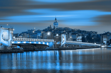 Galata Tower, Galata Bridge, Karakoy district and Golden Horn at morning, istanbul - Turkey