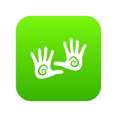 Obraz premium Hand icon green vector isolated on white background