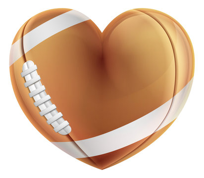 Heart Shape American Football Ball Love Concept