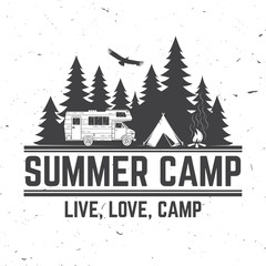 Summer camp. Vector illustration. Concept for shirt or logo, print, stamp or tee.