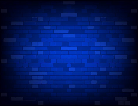 Dark blue brick wall. Realistic background
