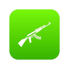Kalashnikov machine icon digital green for any design isolated on white vector illustration
