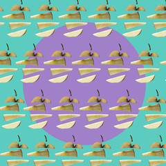 Graphic texture of apple's slices, pastel mood, healthy trendy funny concept