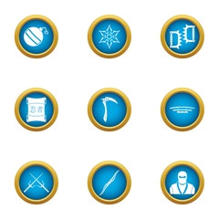 Ninja sport icons set. Flat set of 9 ninja sport vector icons for web isolated on white background