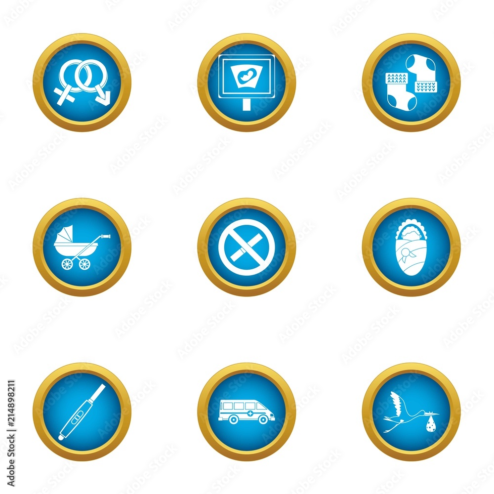 Poster ancestral icons set. flat set of 9 ancestral vector icons for web isolated on white background
