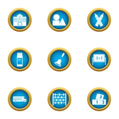 Instructional school icons set. Flat set of 9 instructional school vector icons for web isolated on white background