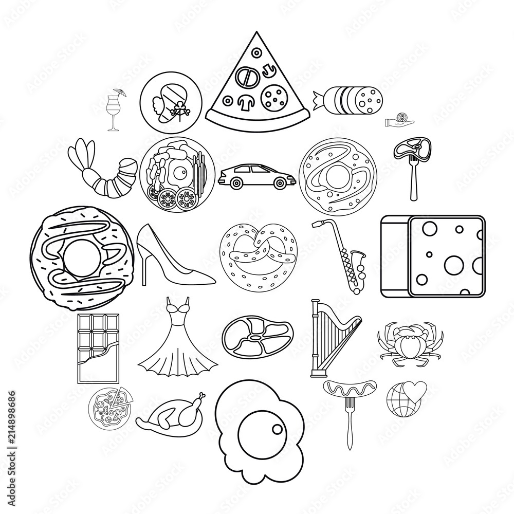 Poster stag icons set. outline set of 25 stag vector icons for web isolated on white background