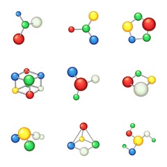 Chemistry formula icons set. Cartoon set of 9 chemistry formula vector icons for web isolated on white background
