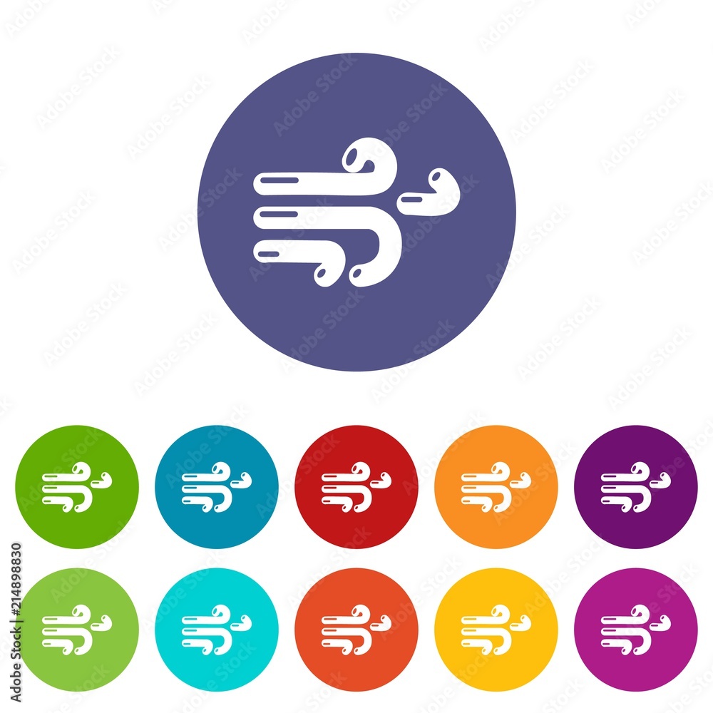 Poster wind icons color set vector for any web design on white background