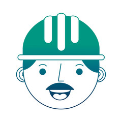 construction man worker face with helmet vector illustration gradient design