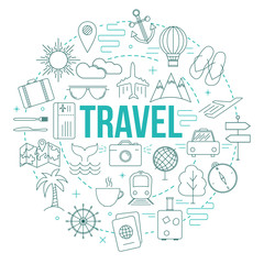 Travel template with modern thin line elements.