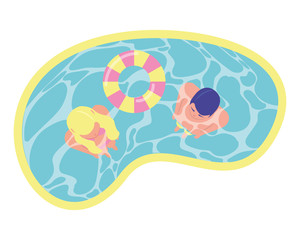 young couple in pool swiming